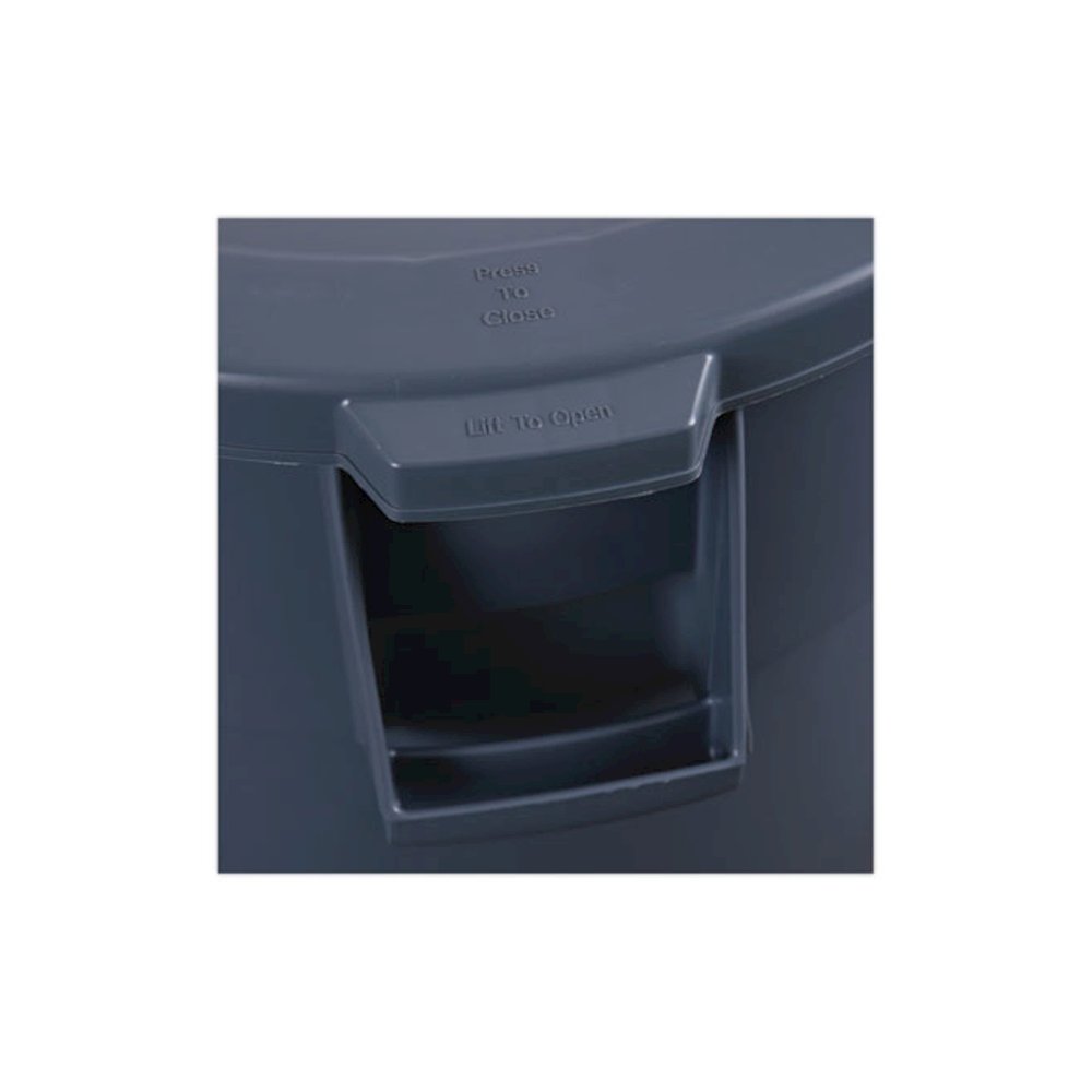 Lids for 32 gal Waste Receptacle, Flat-Top, Round, Plastic, Gray. Picture 6