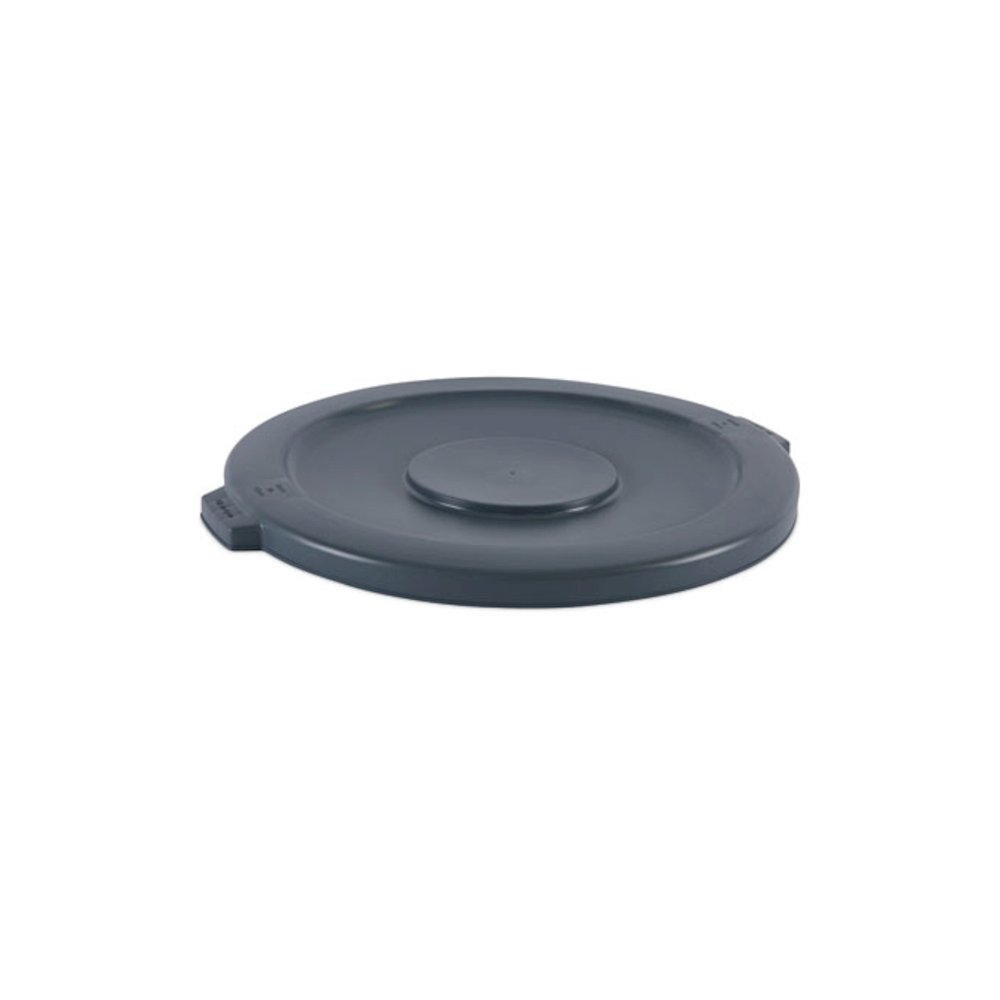 Lids for 44 gal Waste Receptacles, Flat-Top, Round, Plastic Gray. Picture 1