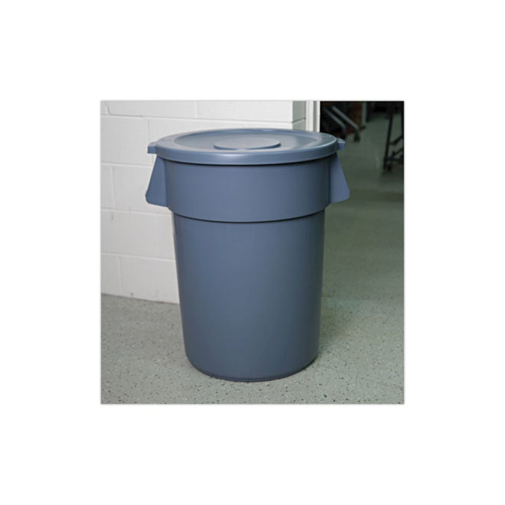 Lids for 44 gal Waste Receptacles, Flat-Top, Round, Plastic Gray. Picture 5