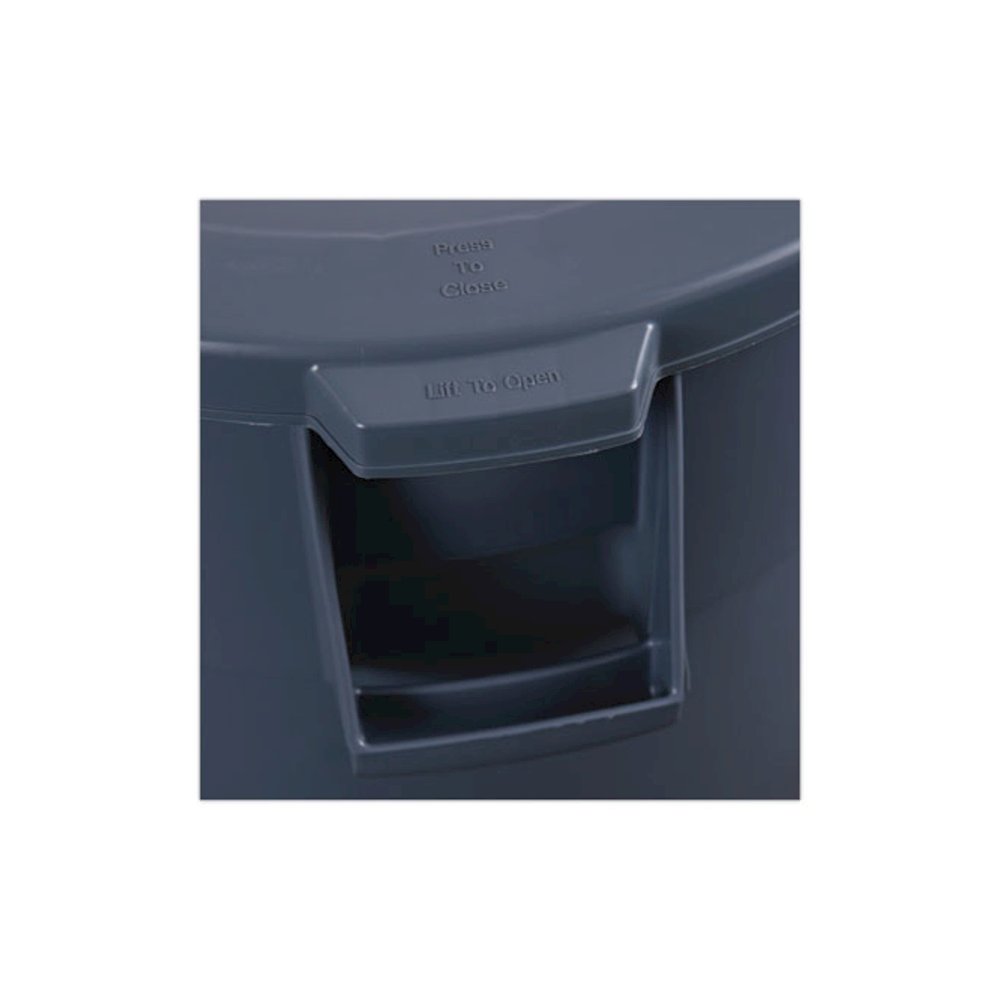 Lids for 44 gal Waste Receptacles, Flat-Top, Round, Plastic Gray. Picture 6