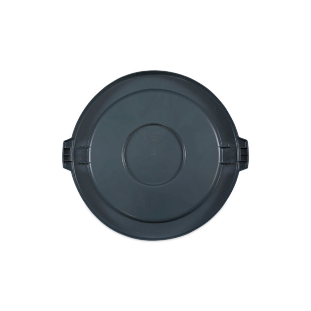 Lids for 44 gal Waste Receptacles, Flat-Top, Round, Plastic Gray. Picture 7