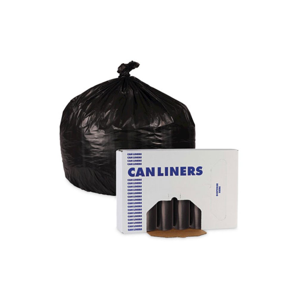 Low-Density Waste Can Liners, 16 gal, 1 mil, 24" x 32", Black, Perforated Roll, 10 Bags/Roll, 15 Rolls/Carton. Picture 6