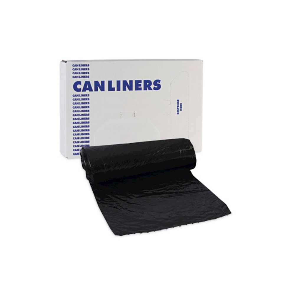 Low-Density Waste Can Liners, 16 gal, 1 mil, 24" x 32", Black, Perforated Roll, 10 Bags/Roll, 15 Rolls/Carton. Picture 7
