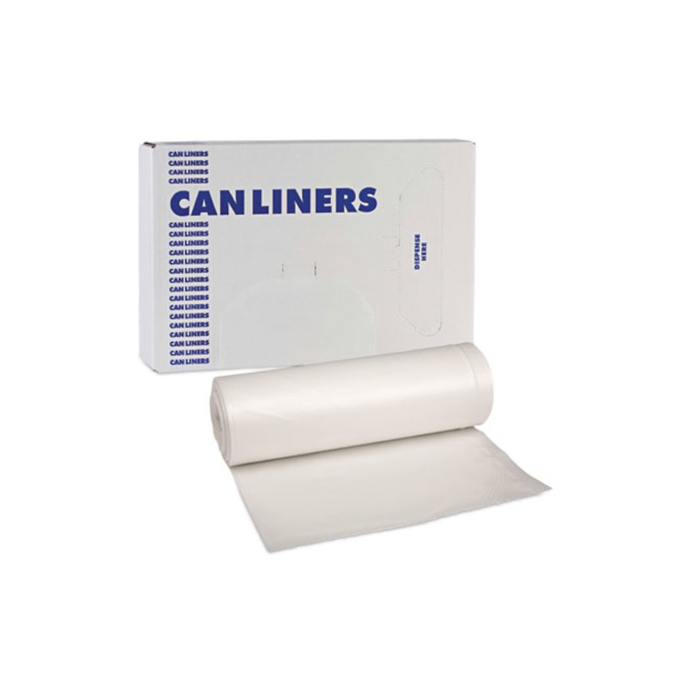 Low-Density Waste Can Liners, 33 gal, 0.6 mil, 33" x 39", White, Perforated Roll, 25 Bags/Roll, 6 Rolls/Carton. Picture 7