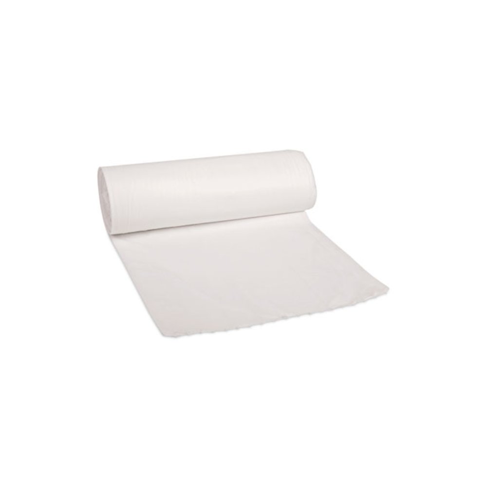 Low-Density Waste Can Liners, 60 gal, 0.5 mil, 38" x 58", White, Perforated Roll, 10 Bags/Roll, 10 Rolls/Carton. Picture 1