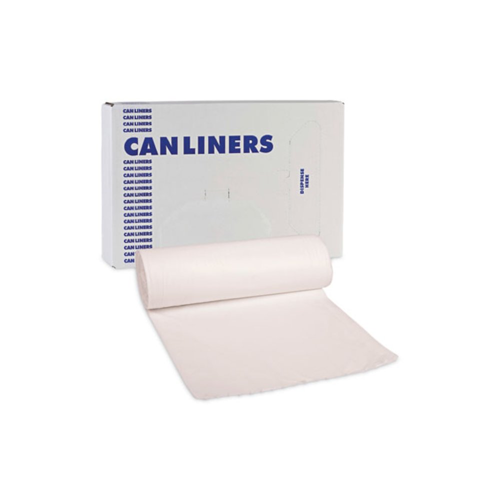 Low-Density Waste Can Liners, 60 gal, 0.5 mil, 38" x 58", White, Perforated Roll, 10 Bags/Roll, 10 Rolls/Carton. Picture 7