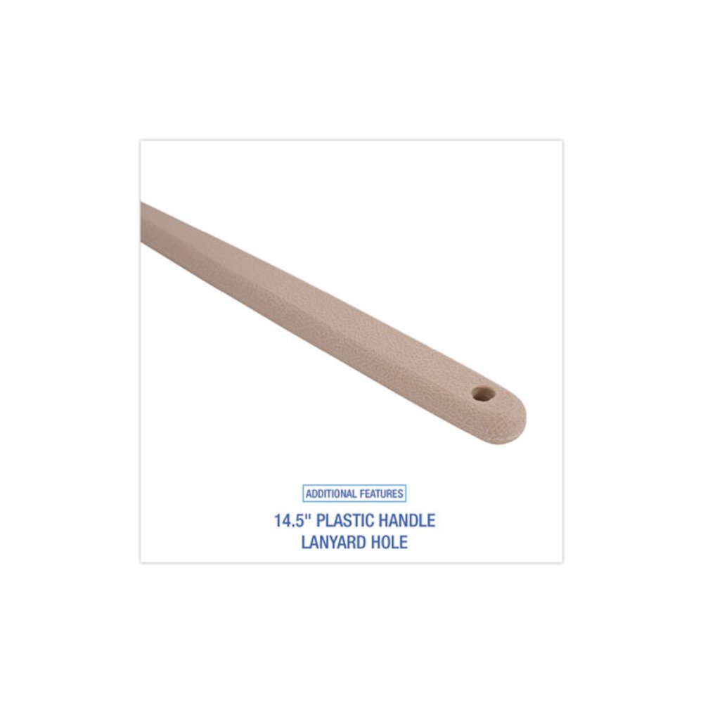 Utility Brush, Cream Nylon Bristles, 5.5" Brush, 14.5" Tan Plastic Handle. Picture 3