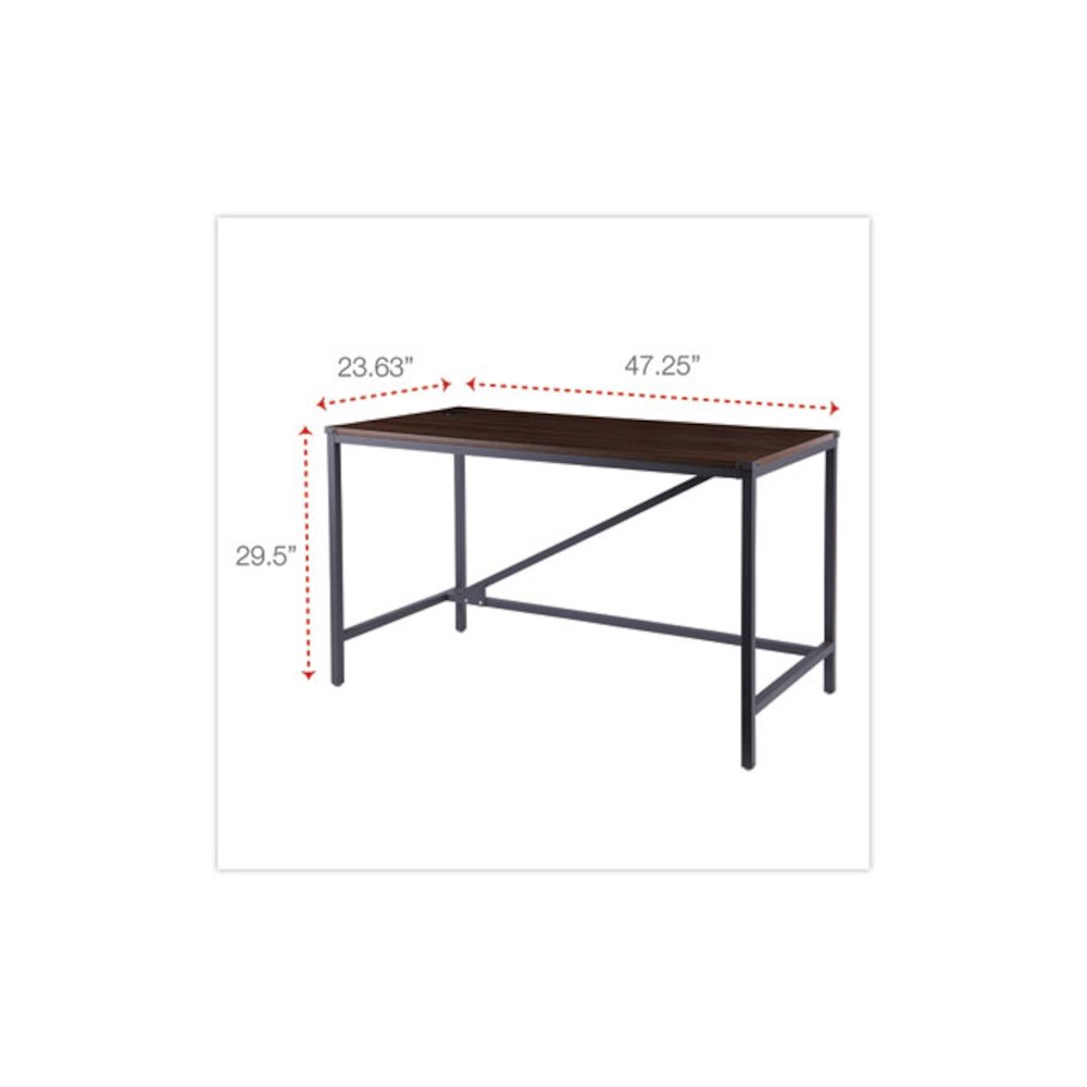 Industrial Series Table Desk, 47.25" x 23.63" x 29.5", Modern Walnut. Picture 3