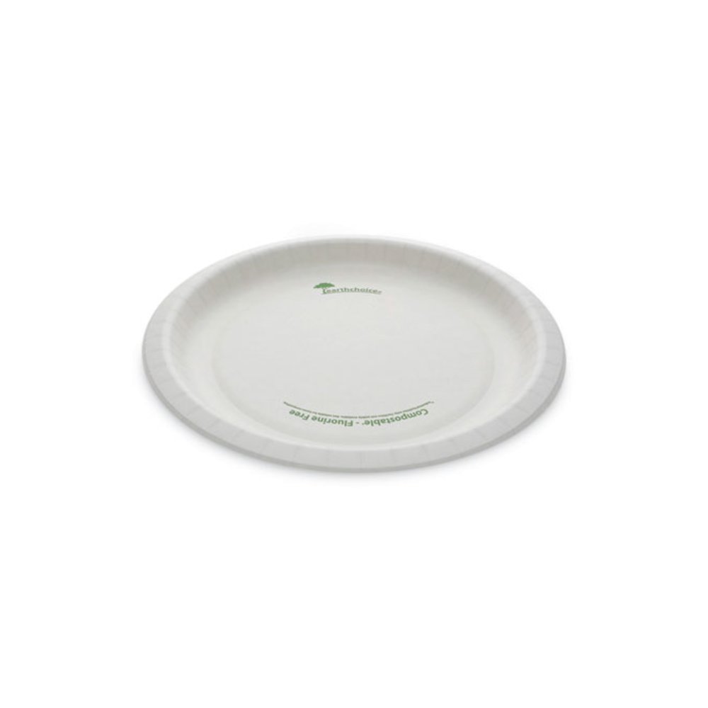 EarthChoice Pressware Compostable Dinnerware, Plate, Paper, 10" dia, White, 300/Carton. Picture 1