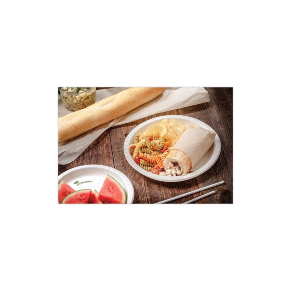 EarthChoice Pressware Compostable Dinnerware, Plate, Paper, 10" dia, White, 300/Carton. Picture 5