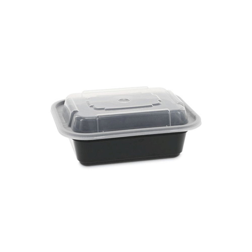 Newspring VERSAtainer Microwavable Containers, 12 oz, 5.8 x 4.6 x 2.3, Black/Clear, Plastic, 150/Carton. Picture 1