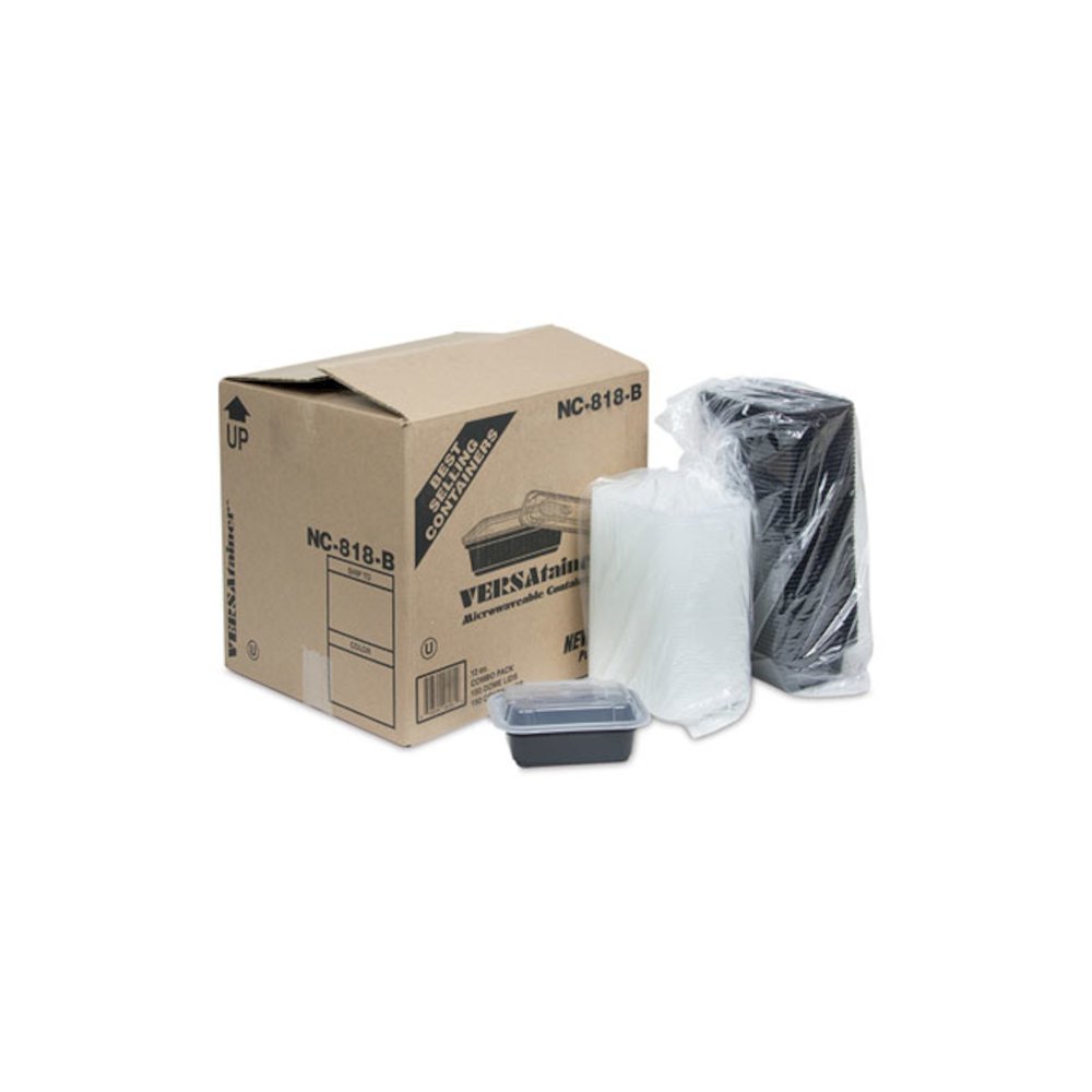 Newspring VERSAtainer Microwavable Containers, 12 oz, 5.8 x 4.6 x 2.3, Black/Clear, Plastic, 150/Carton. Picture 4