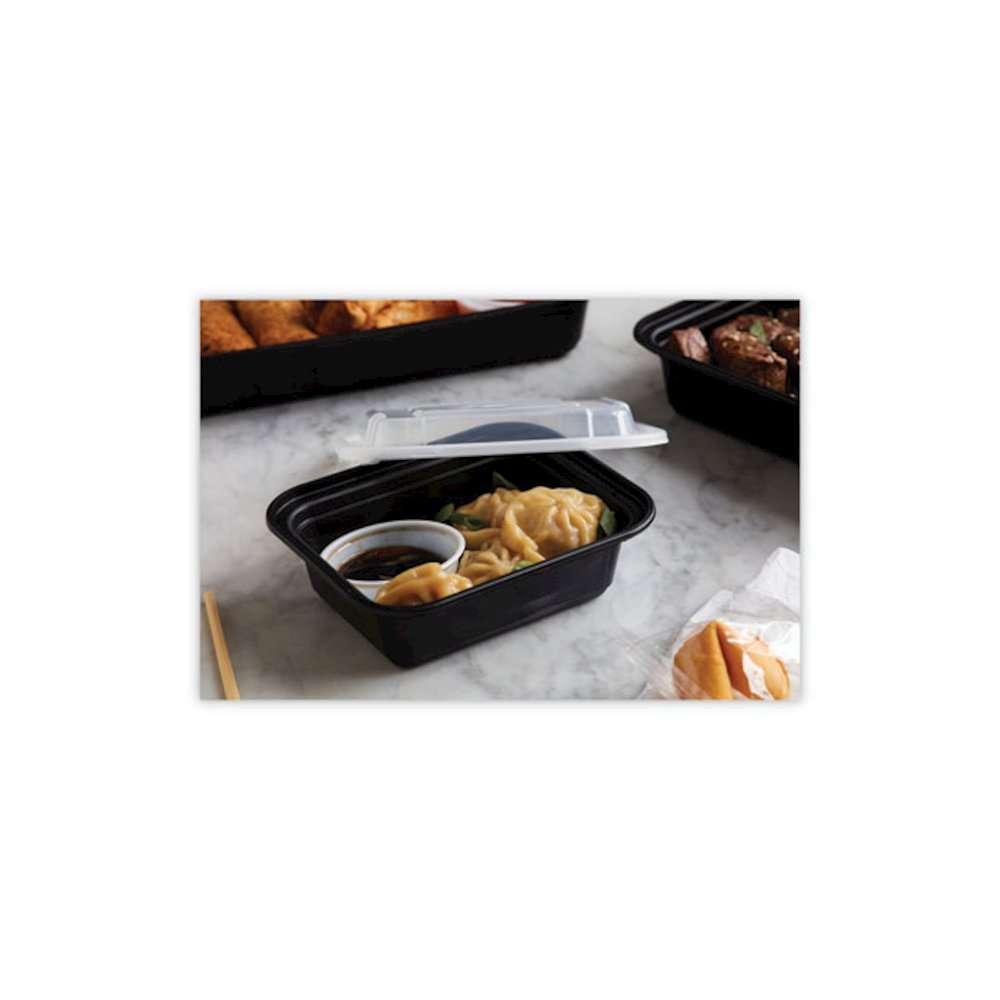 Newspring VERSAtainer Microwavable Containers, 12 oz, 5.8 x 4.6 x 2.3, Black/Clear, Plastic, 150/Carton. Picture 5