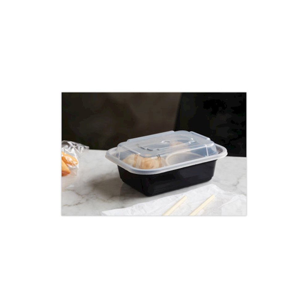 Newspring VERSAtainer Microwavable Containers, 12 oz, 5.8 x 4.6 x 2.3, Black/Clear, Plastic, 150/Carton. Picture 6