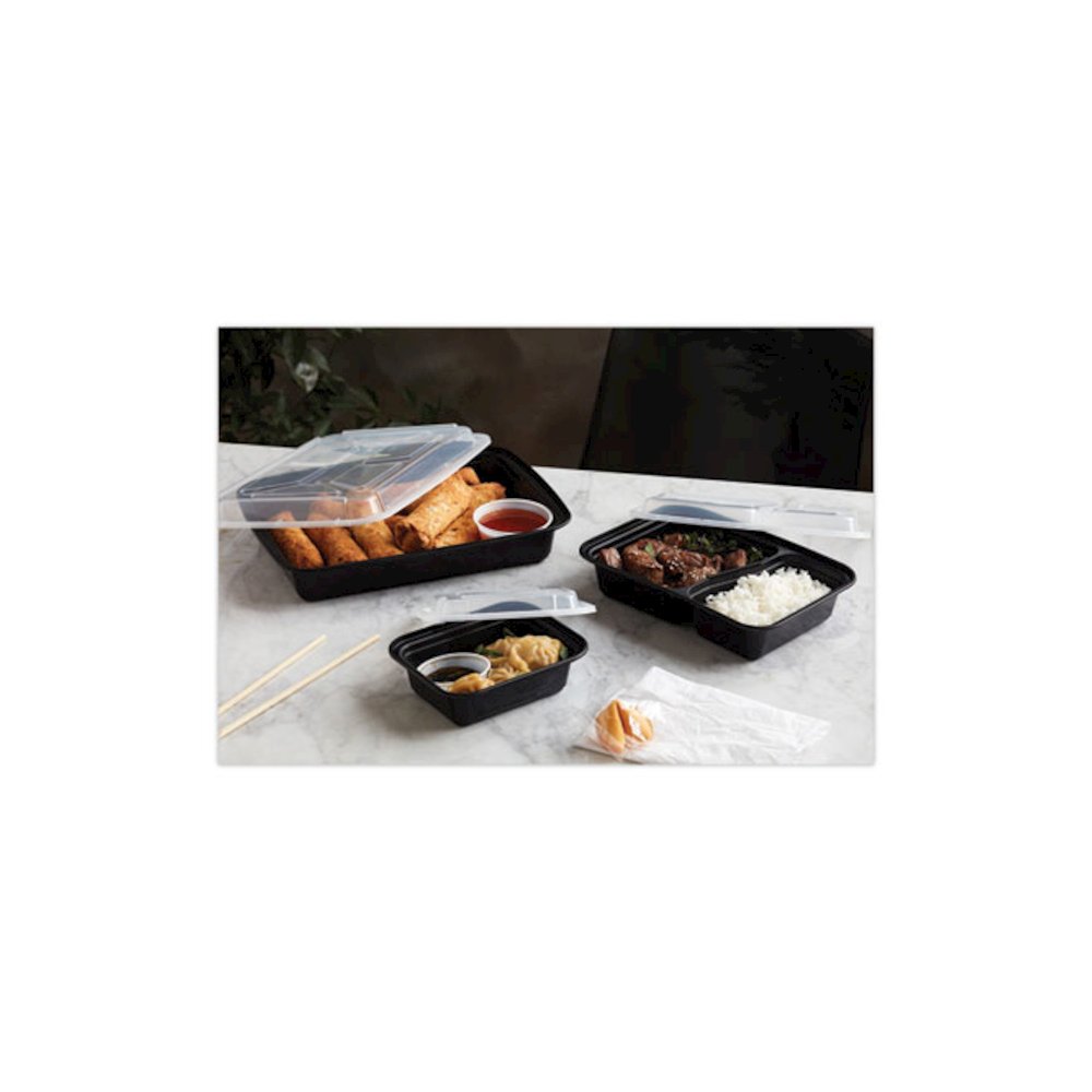 Newspring VERSAtainer Microwavable Containers, 12 oz, 5.8 x 4.6 x 2.3, Black/Clear, Plastic, 150/Carton. Picture 8