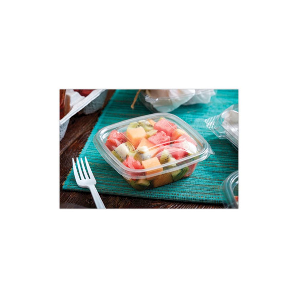 EarthChoice Square Recycled Bowl, 12 oz, 5 x 5 x 1.62, Clear, Plastic, 504/Carton. Picture 5