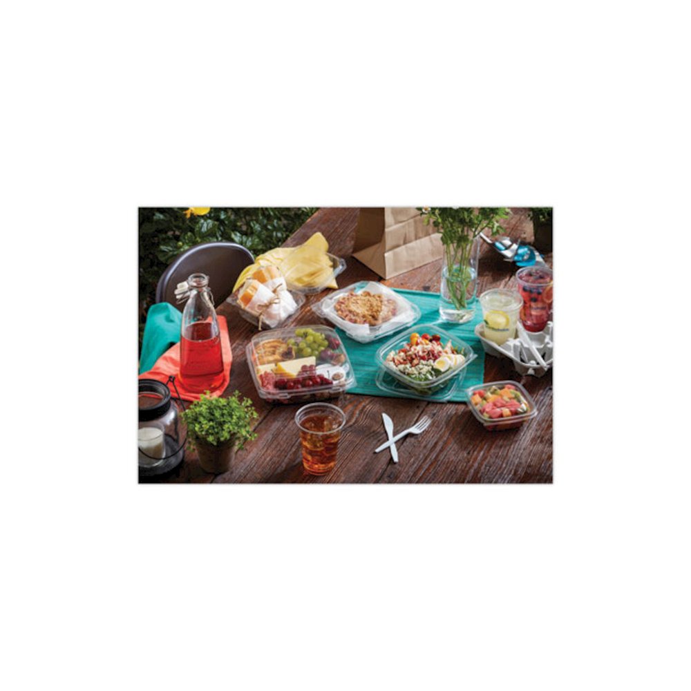 EarthChoice Square Recycled Bowl, 12 oz, 5 x 5 x 1.62, Clear, Plastic, 504/Carton. Picture 6