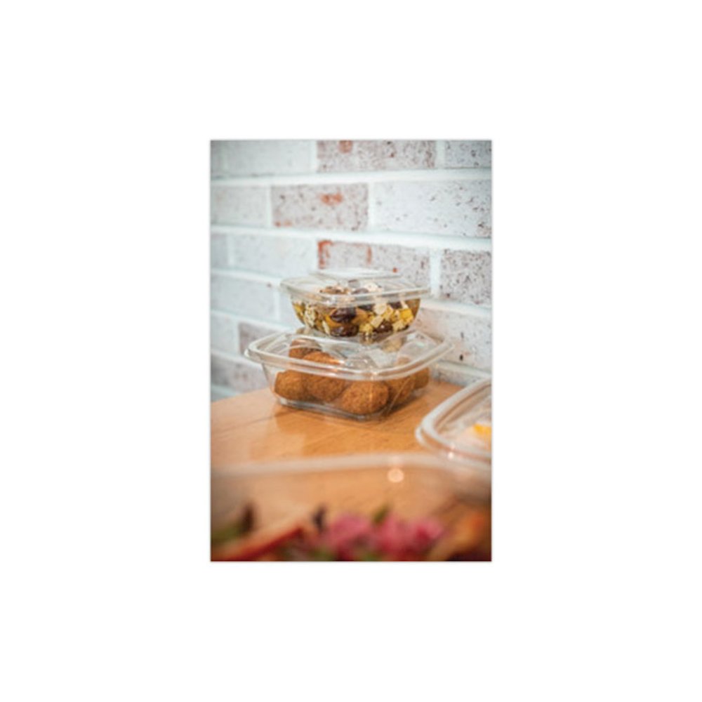 EarthChoice Square Recycled Bowl, 16 oz, 5 x 5 x 1.75, Clear, Plastic, 504/Carton. Picture 5