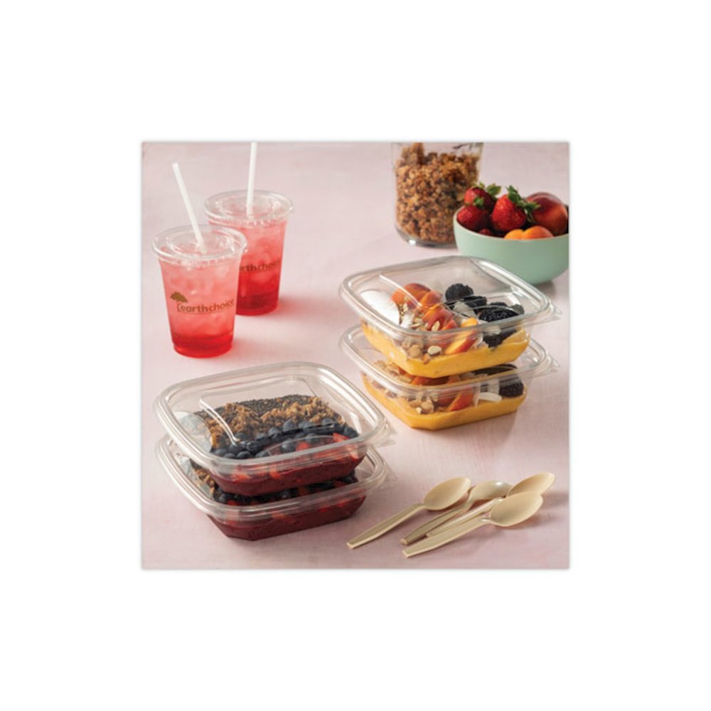 EarthChoice Square Recycled Bowl, 32 oz, 7 x 7 x 2, Clear, Plastic, 300/Carton. Picture 5