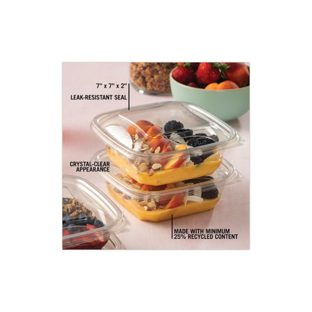 EarthChoice Square Recycled Bowl, 32 oz, 7 x 7 x 2, Clear, Plastic, 300/Carton. Picture 6