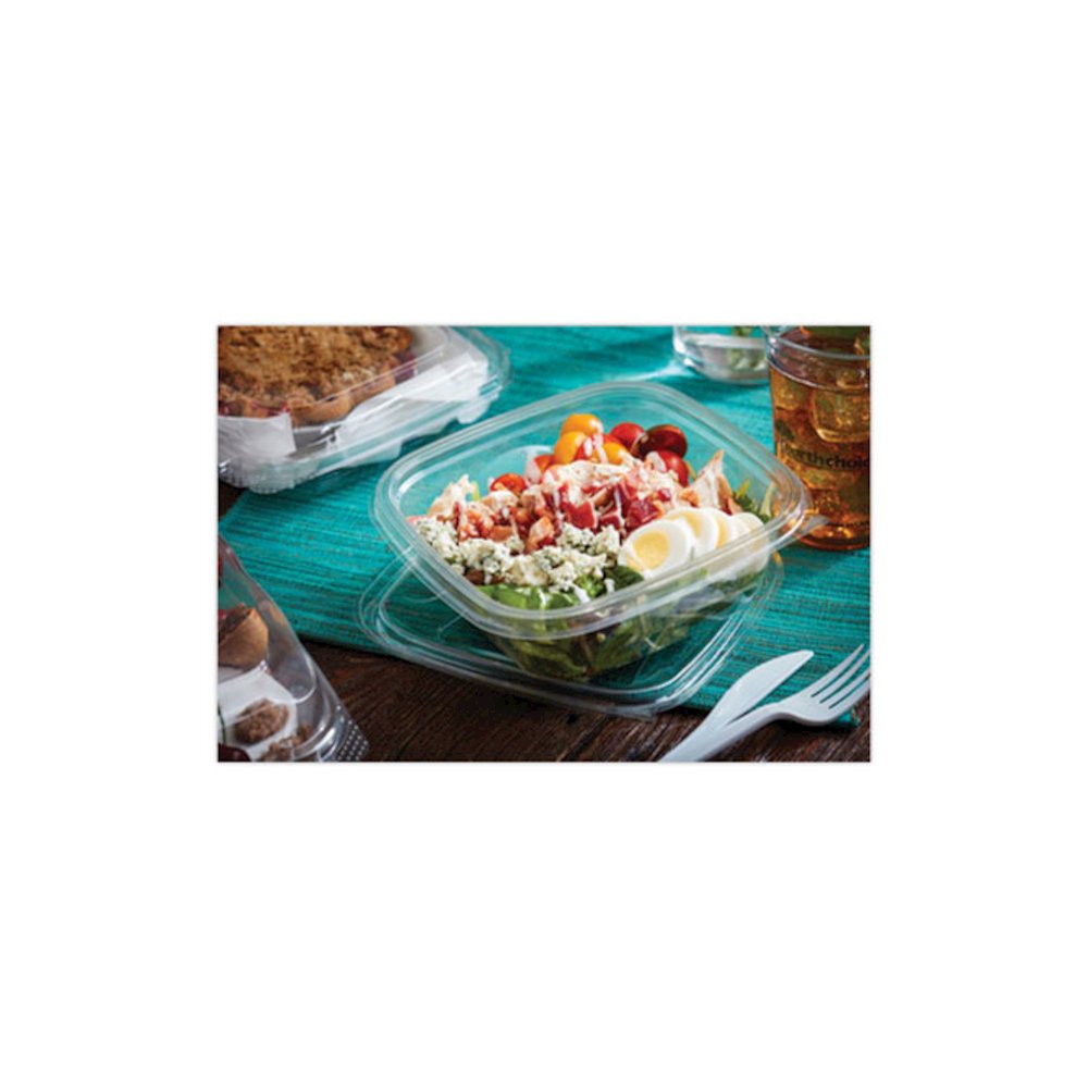 EarthChoice Square Recycled Bowl, 32 oz, 7 x 7 x 2, Clear, Plastic, 300/Carton. Picture 7