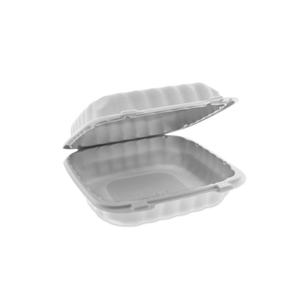 EarthChoice SmartLock Microwavable MFPP Hinged Lid Container, 8.35 x 8.35 x 3.1, White, Plastic, 200/Carton. Picture 1