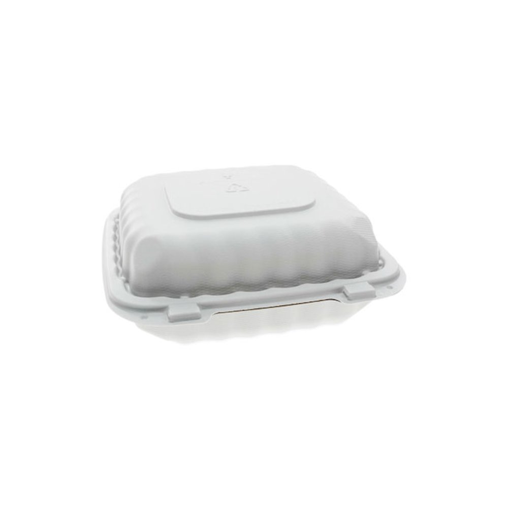 EarthChoice SmartLock Microwavable MFPP Hinged Lid Container, 8.35 x 8.35 x 3.1, White, Plastic, 200/Carton. Picture 2