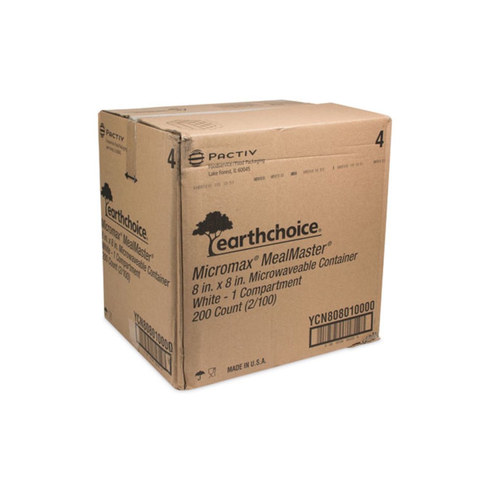 EarthChoice SmartLock Microwavable MFPP Hinged Lid Container, 8.35 x 8.35 x 3.1, White, Plastic, 200/Carton. Picture 4