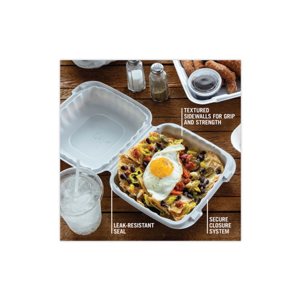 EarthChoice SmartLock Microwavable MFPP Hinged Lid Container, 8.35 x 8.35 x 3.1, White, Plastic, 200/Carton. Picture 9