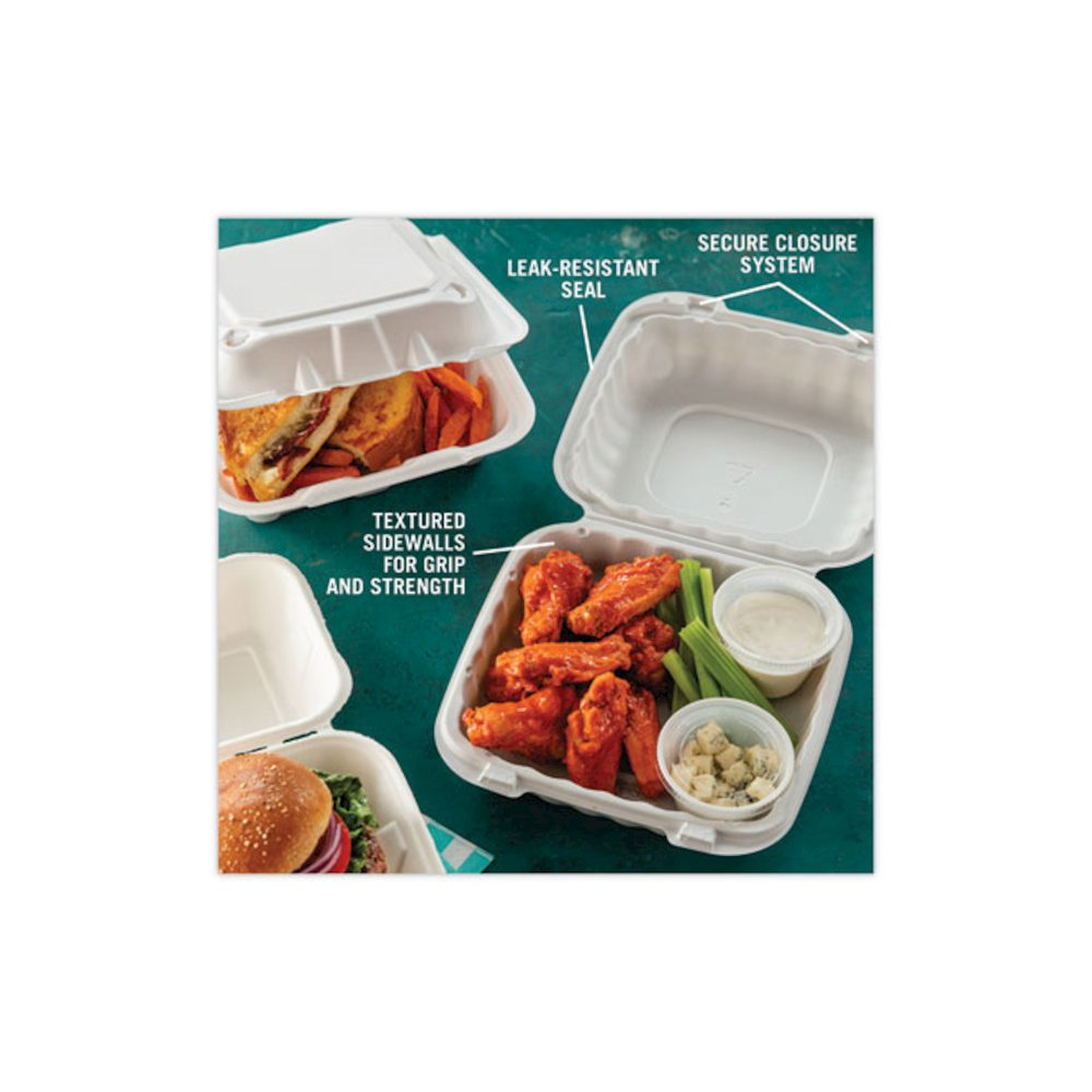 EarthChoice SmartLock Microwavable MFPP Hinged Lid Container, 8.35 x 8.35 x 3.1, White, Plastic, 200/Carton. Picture 10