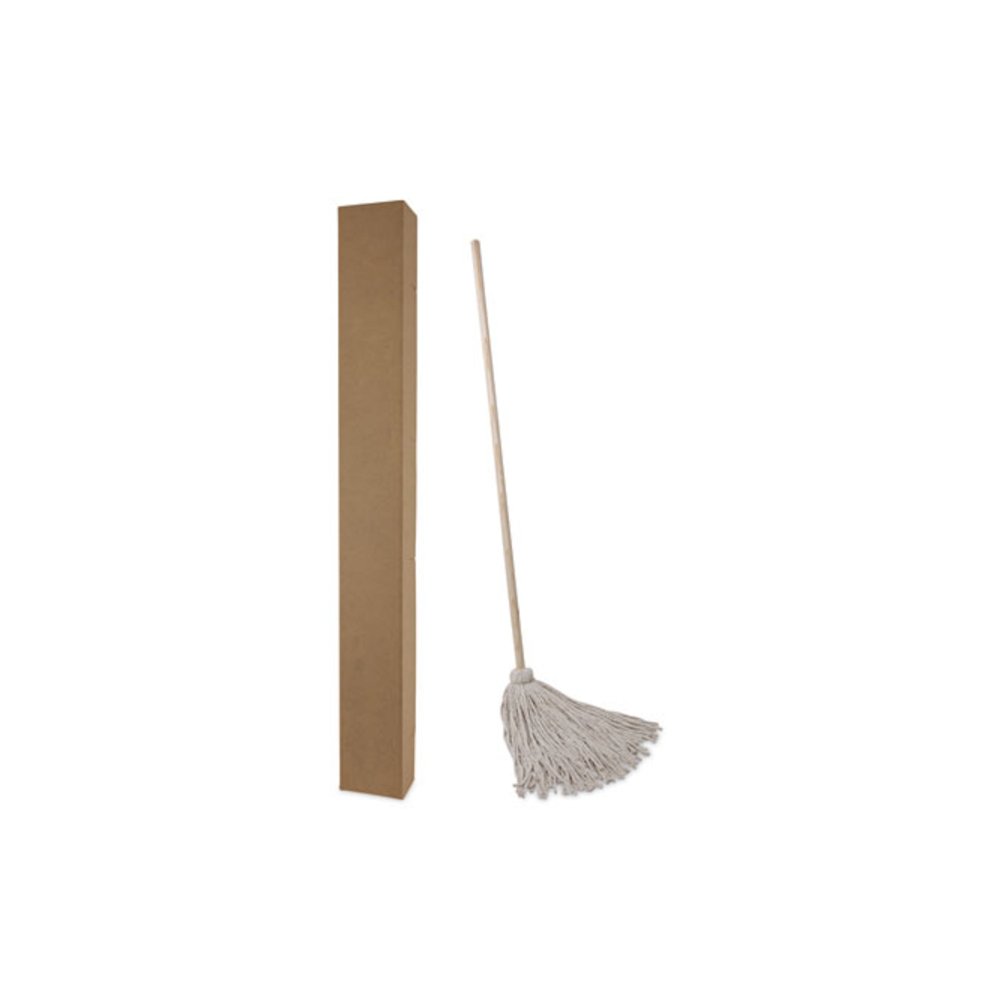 Handle/Deck Mops, #24 White Cotton Head, 54" Natural Wood Handle, 6/Pack. Picture 7