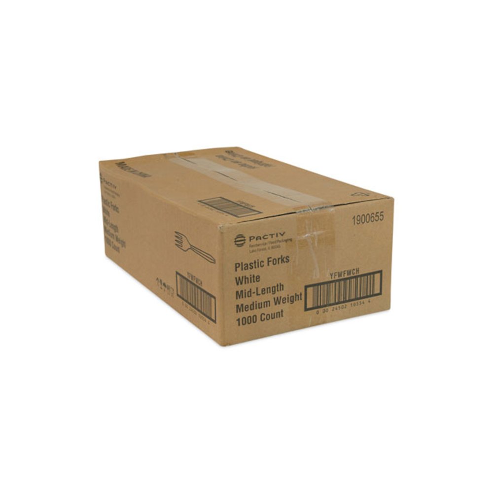 Fieldware Cutlery, Mediumweight Fork, Plastic, White, 1,000/Carton. Picture 2