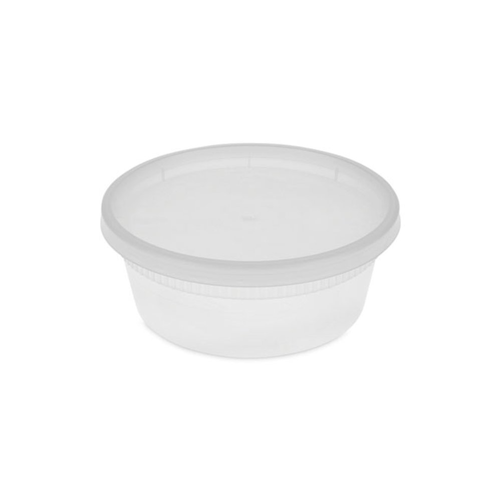 Newspring DELItainer Microwavable Container, 8 oz, 4.7" Diameter x 1.8"h, Clear, Plastic, 240/Carton. Picture 1
