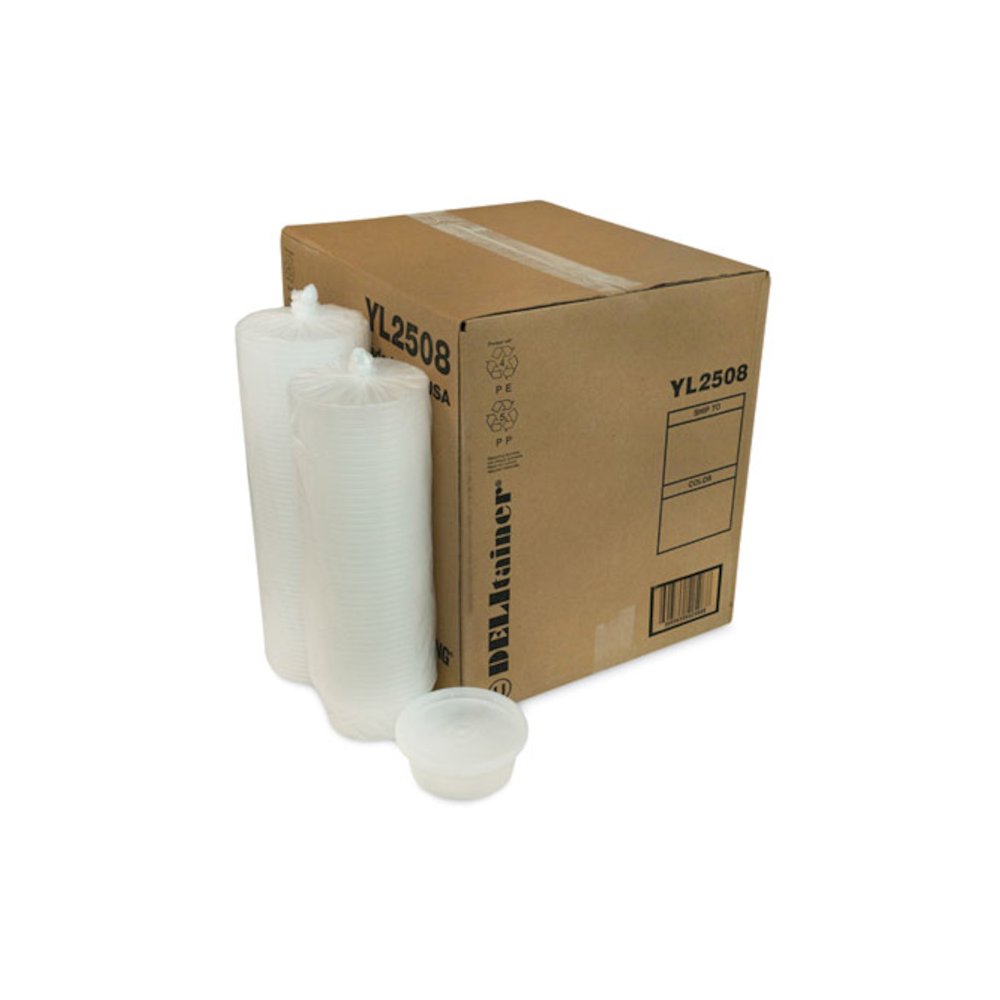 Newspring DELItainer Microwavable Container, 8 oz, 4.7" Diameter x 1.8"h, Clear, Plastic, 240/Carton. Picture 4