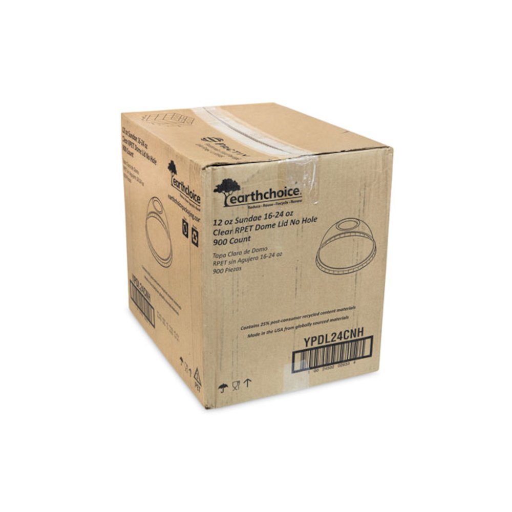 EarthChoice Strawless RPET Lid, Dome Lid, Fits 12 oz to 24 oz "B" Cups, Plastic, Clear, 1,020/Carton. Picture 2