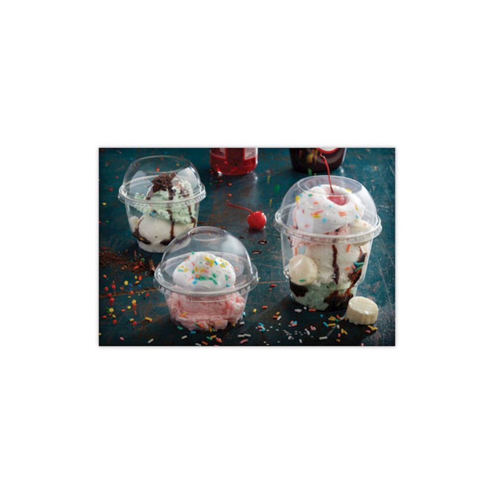 EarthChoice Strawless RPET Lid, Dome Lid, Fits 12 oz to 24 oz "B" Cups, Plastic, Clear, 1,020/Carton. Picture 5