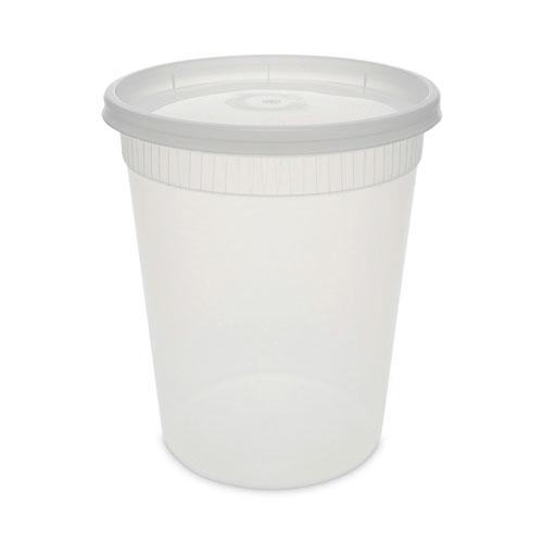 Newspring DELItainer Microwavable Container, 32 oz, 4.55" Diameter x 5.55" h, Clear, Plastic, 240/Carton. Picture 1