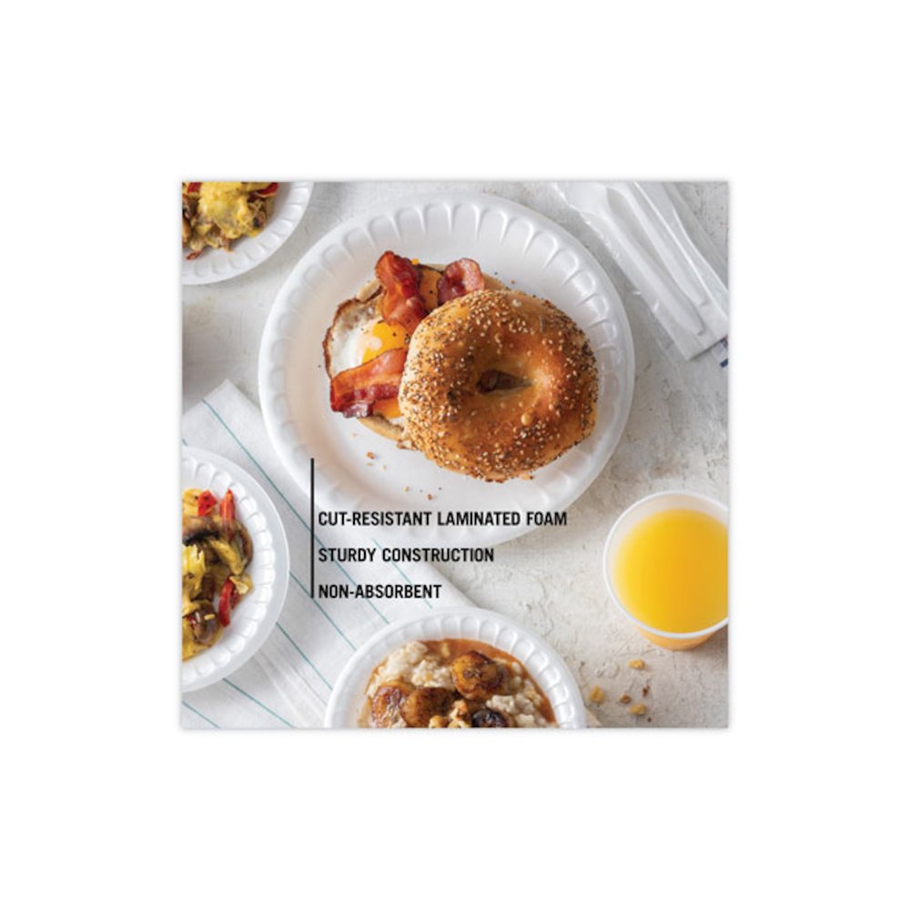 Placesetter Deluxe Laminated Foam Dinnerware, Plate, 8.88" dia, White, 500/Carton. Picture 6