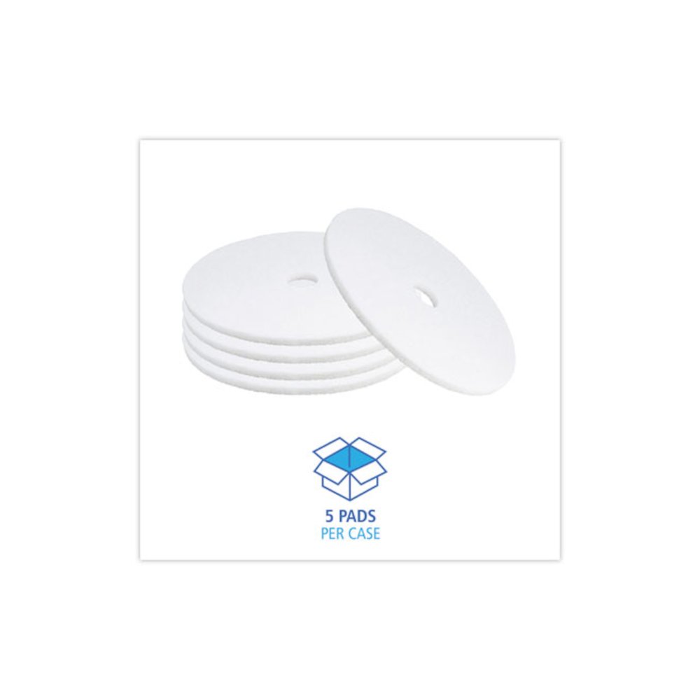 Polishing Floor Pads, 21" Diameter, White, 5/Carton. Picture 3