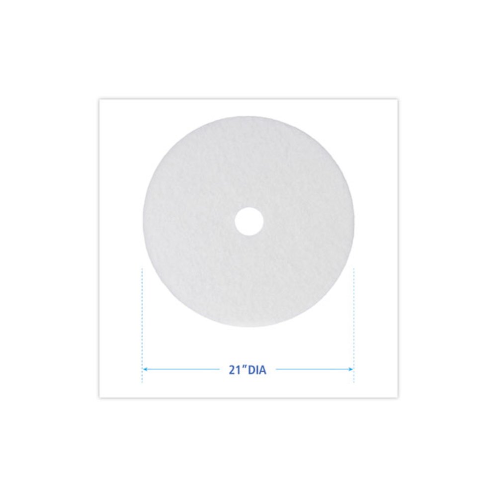 Polishing Floor Pads, 21" Diameter, White, 5/Carton. Picture 2