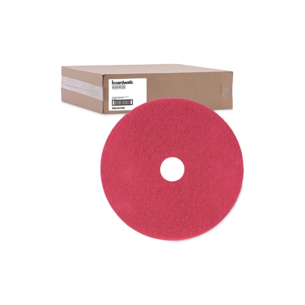 Buffing Floor Pads, 21" Diameter, Red, 5/Carton. Picture 5