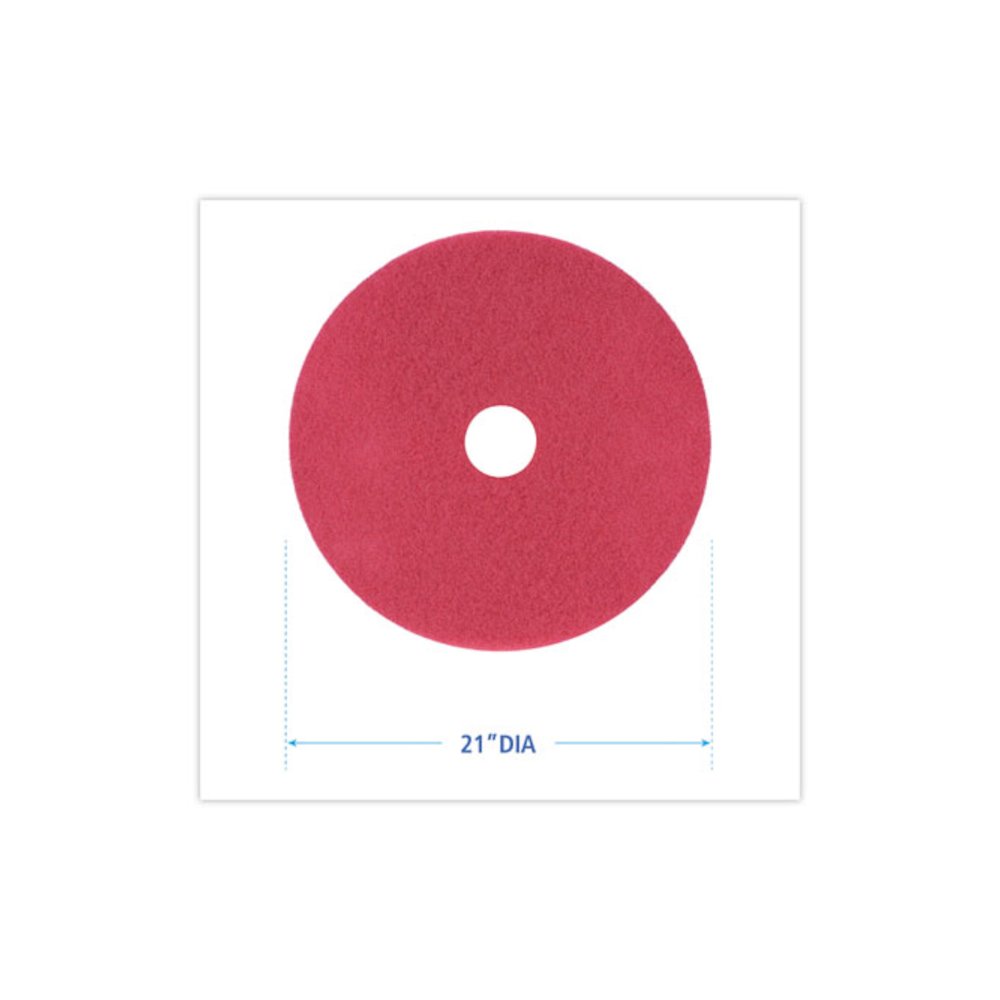 Buffing Floor Pads, 21" Diameter, Red, 5/Carton. Picture 2