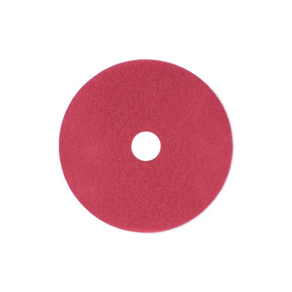 Buffing Floor Pads, 21" Diameter, Red, 5/Carton. Picture 1