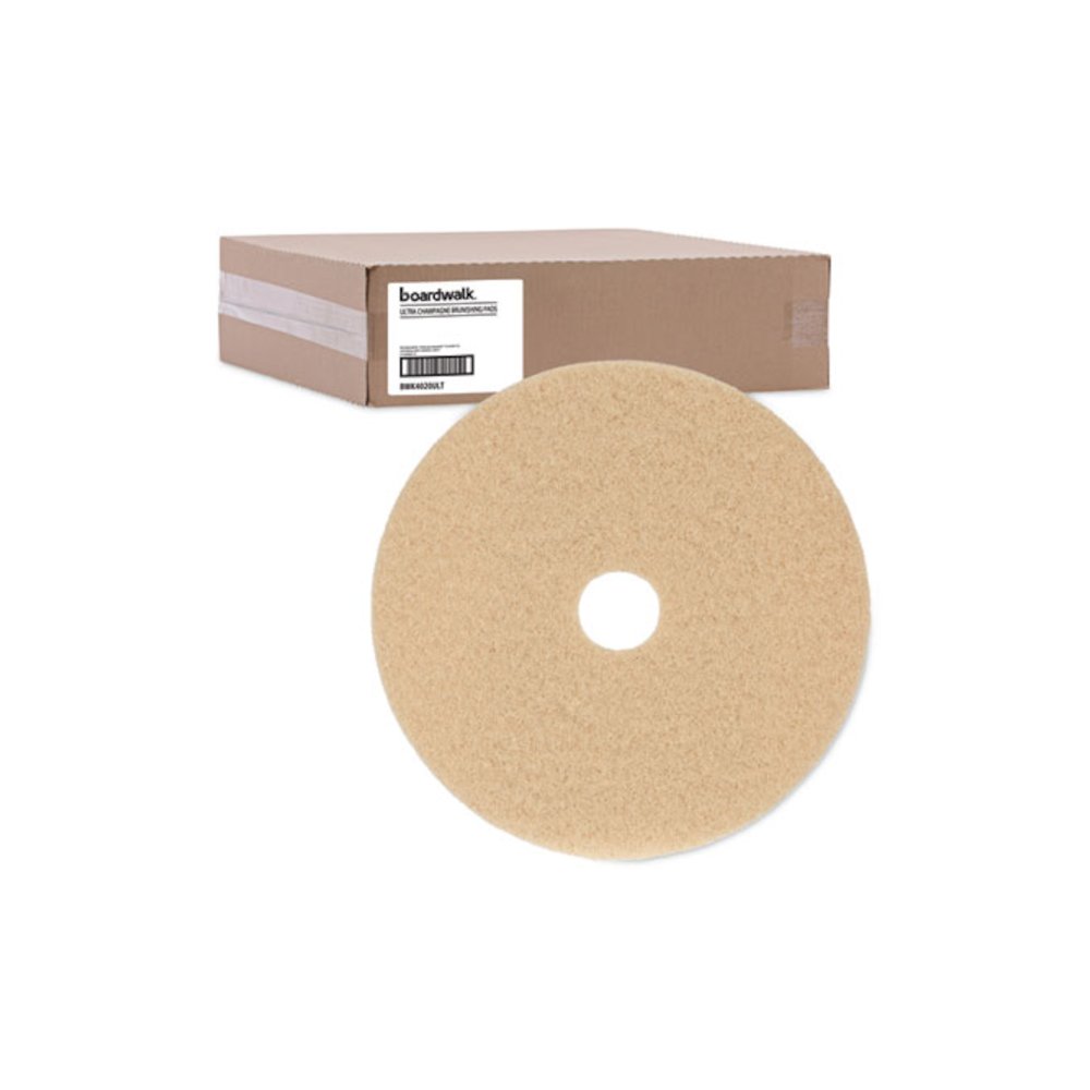Burnishing Floor Pads, 20" Diameter, Tan, 5/Carton. Picture 5