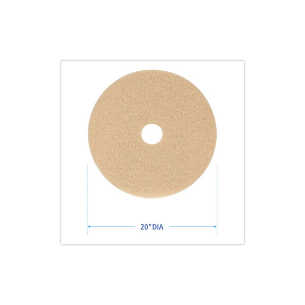 Burnishing Floor Pads, 20" Diameter, Tan, 5/Carton. Picture 2