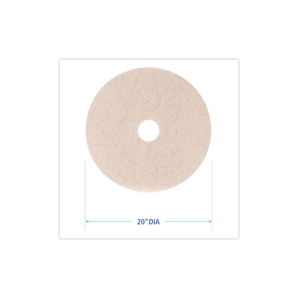 Natural Hog Hair Burnishing Floor Pads, 20" Diameter, Tan, 5/Carton. Picture 2
