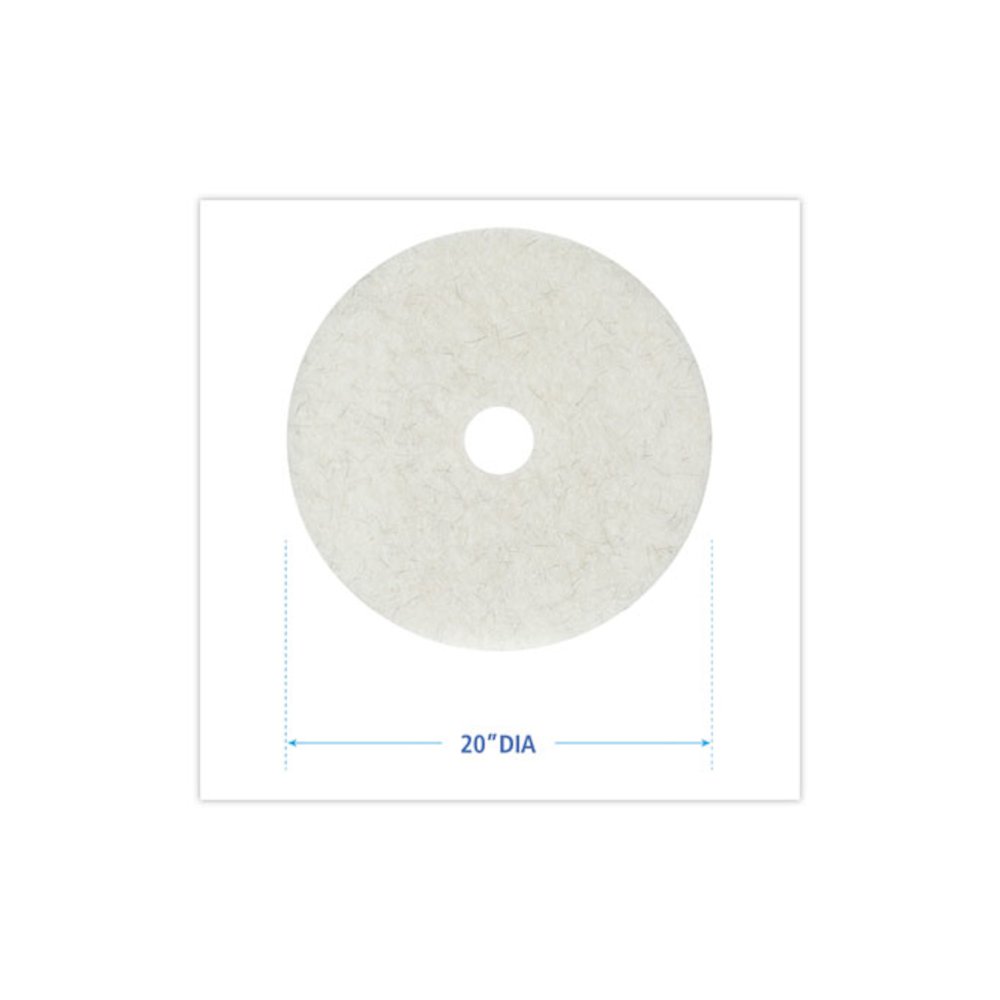 Natural Burnishing Floor Pads, 20" Diameter, White, 5/Carton. Picture 2