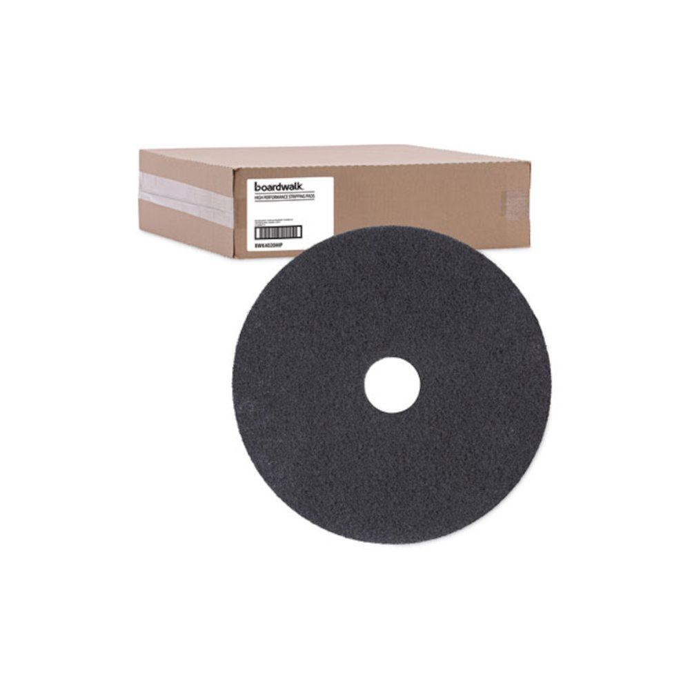 High Performance Stripping Floor Pads, 20" Diameter, Black, 5/Carton. Picture 5