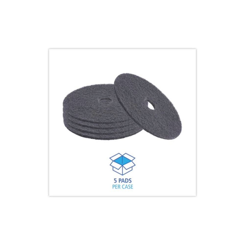 High Performance Stripping Floor Pads, 20" Diameter, Black, 5/Carton. Picture 3