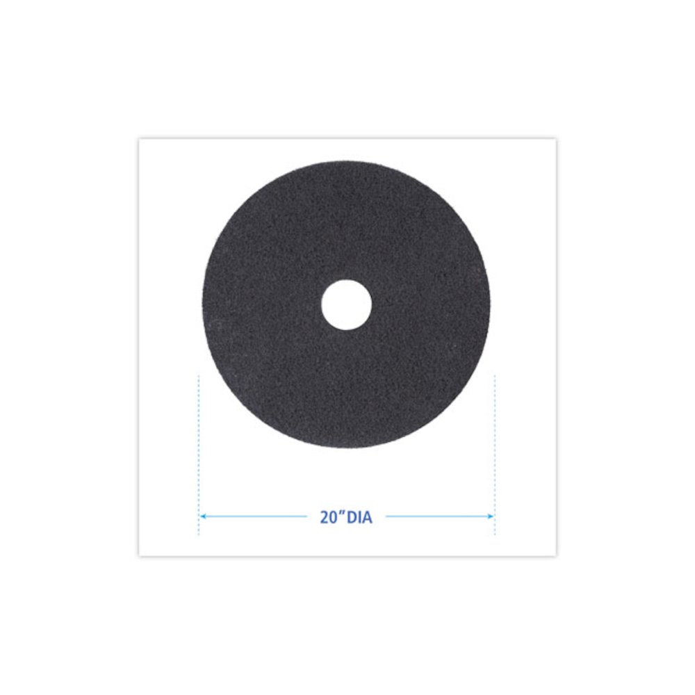 High Performance Stripping Floor Pads, 20" Diameter, Black, 5/Carton. Picture 2